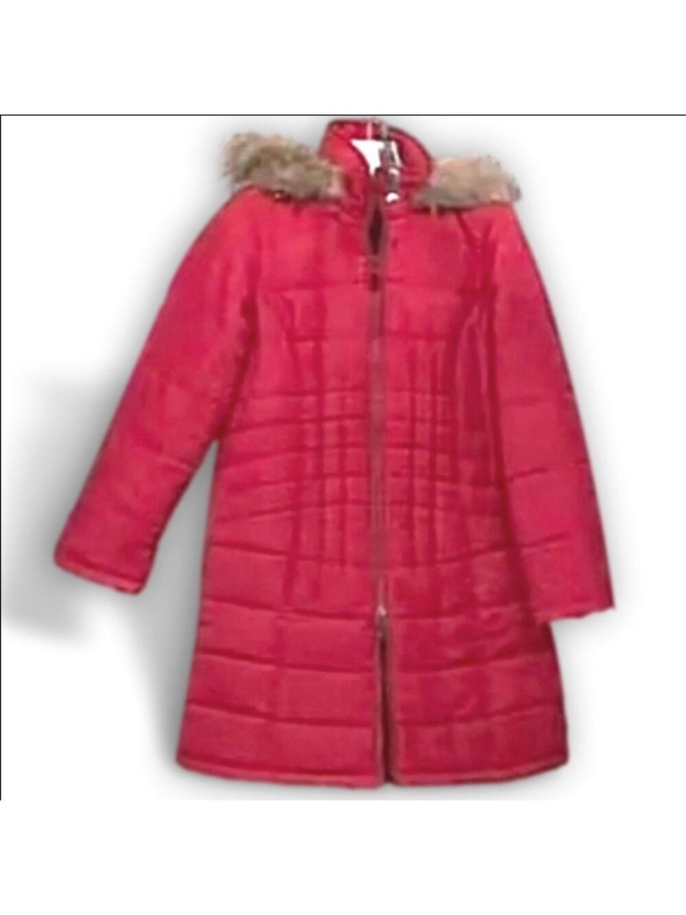 Women's Susan Graver Red Puffer Jacket with Faux Fur Hood 2X